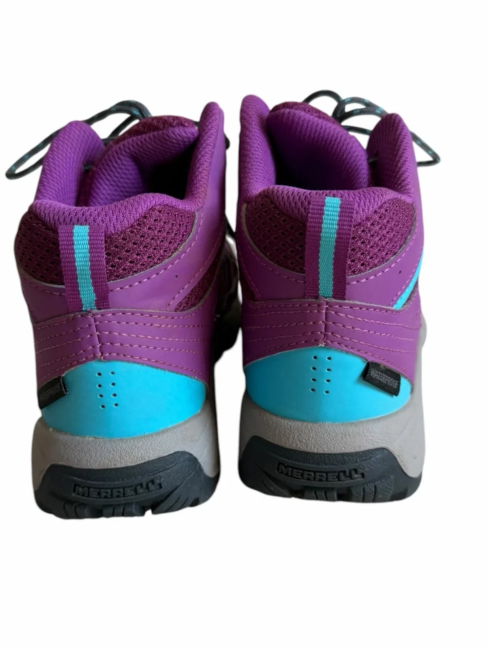 Merrell Kids Oakcreek Mid Lace Up Waterproof Boots Size 2 Purple Outdoor Hiking